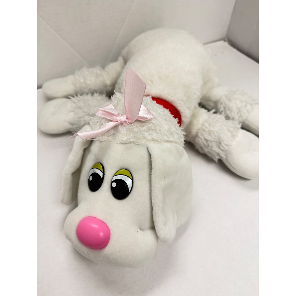 Pound Puppies Poodle White Plush Pink Nose Bow Retro Style Basic Fun 2020
